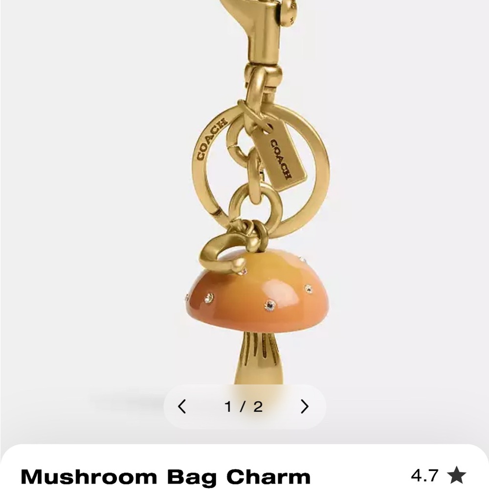 Coach Orange and Gold Mushroom Charm